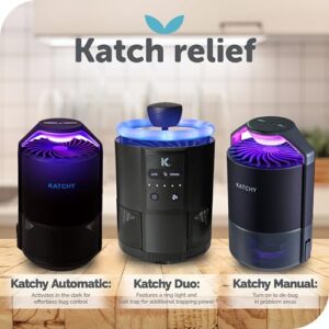 Katchy Midnight - Indoor Insect Trap with Automatic Setting - Fan Powered with UV Light - Fruit Fly Traps for Indoors - for Fruit Flies, Gnats, Mosquitoes, Moths