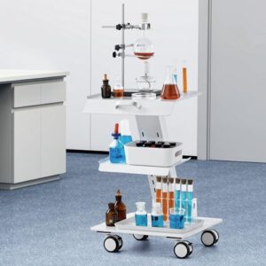 VEVOR Medical Cart,3-Layer Lab Cart 70.5 LBS Load Capacity,Heavy Duty Esthetician Cart with 4 PE Wheels for Lab, Hospital, Dental Office, Salon and More