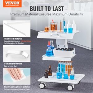 VEVOR Medical Cart,3-Layer Lab Cart 70.5 LBS Load Capacity,Heavy Duty Esthetician Cart with 4 PE Wheels for Lab, Hospital, Dental Office, Salon and More