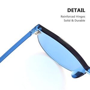 OLINOWL Rimless Sunglasses Oversized Colored Transparent Round Eyewear Retro Eyeglasses for Women Men