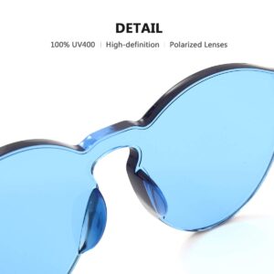 OLINOWL Rimless Sunglasses Oversized Colored Transparent Round Eyewear Retro Eyeglasses for Women Men