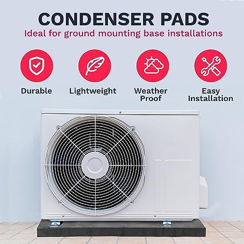 DuctlessAire Equipment Pad - Ductless Mini Split Air Conditioner Heat Pump Condenser Pads - Anti-Slip Outdoor Ground Mounting Base for HVAC Unit - Outdoor Condenser Unit Pad (18"D x 38"W x 3"H)