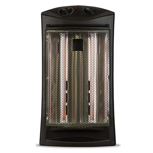 BLACK+DECKER Infrared Radiant Quartz Tower Heater, 1500W Space Heater with Adjustable Thermostat, Portable Heater with 2 Settings, Personal Heater for Home and Office, BHTI06, Black