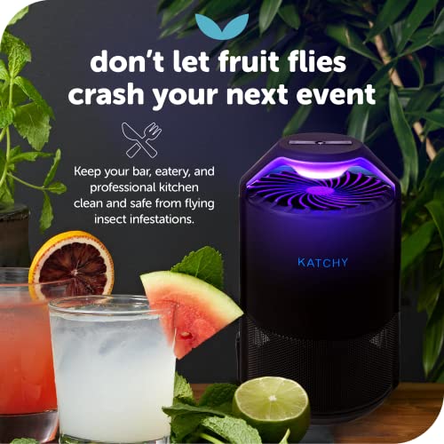 Katchy Midnight - Indoor Insect Trap with Automatic Setting - Fan Powered with UV Light - Fruit Fly Traps for Indoors - for Fruit Flies, Gnats, Mosquitoes, Moths