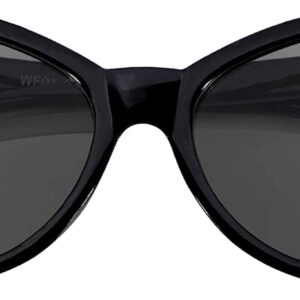 OWL Cateye Sunglasses for Women Vintage Trendy 1950's All Black Frame Smoke Lens