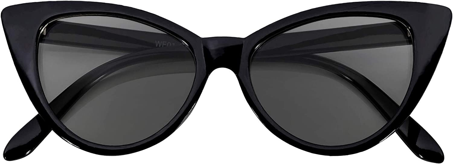 OWL Cateye Sunglasses for Women Vintage Trendy 1950's All Black Frame Smoke Lens