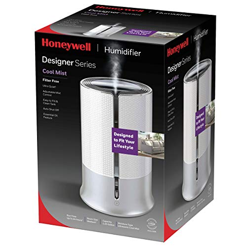 Honeywell Designer Series Cool Mist Humidifier for Medium Room, Bedroom, Kids Room, or Nursery. Ultra-quiet, Auto Shut Off, Easy to Fill and Clean - White, HUL430W