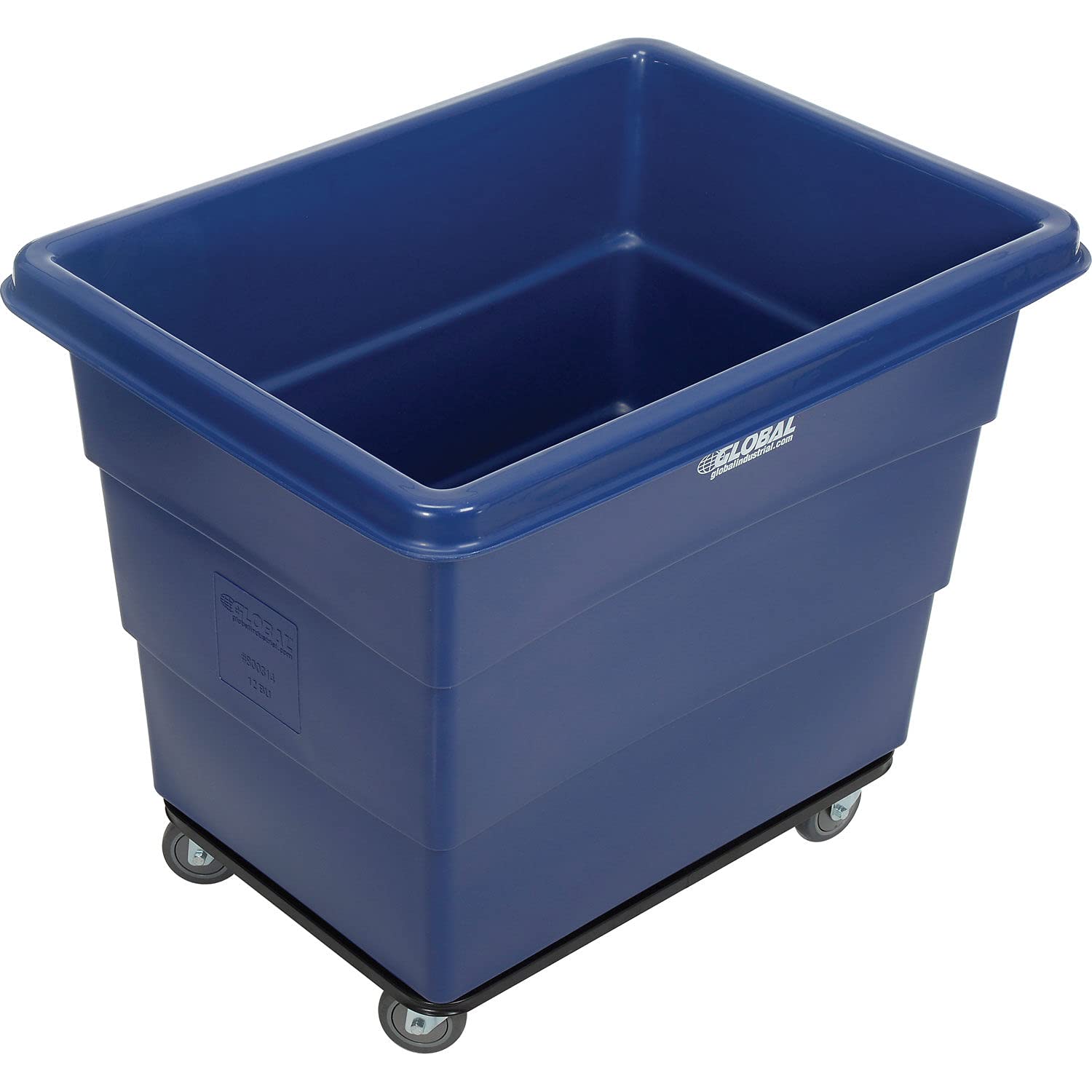 Global Industrial 12 Bushel HDPE Plastic Box Truck with Steel Base, Blue, 38-2/5"L x 28-9/10"W x 33" H