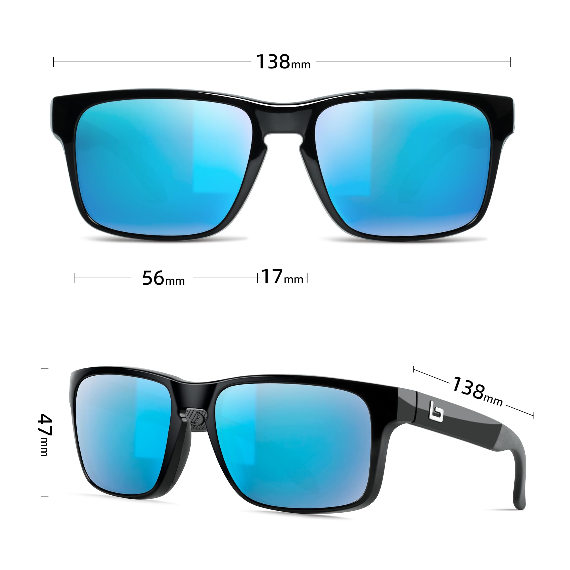 Experience Unmatched Style and Durability with Bnus Italy's Corning Glass Blue Flash Polarized Sunglasses - Perfect for Men and Women