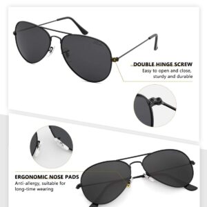 livho Sunglasses for Men Women Aviator Polarized Metal Mirror UV 400 Lens Protection (Silver & Black)