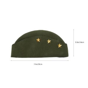 BESTOYARD Nautical Sailor Hat Three Stars Wheat Stewardess Hat Airline Beret Adult Costume Accessory Halloween Cosplay Costume (Army Green)