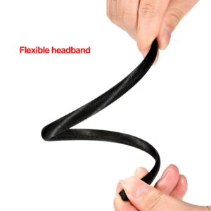 Blulu 50 Pieces Satin Headbands Black Satin Covered Hairbands Ribbon Hair Accessories for Women DIY Craft,1 cm Wide