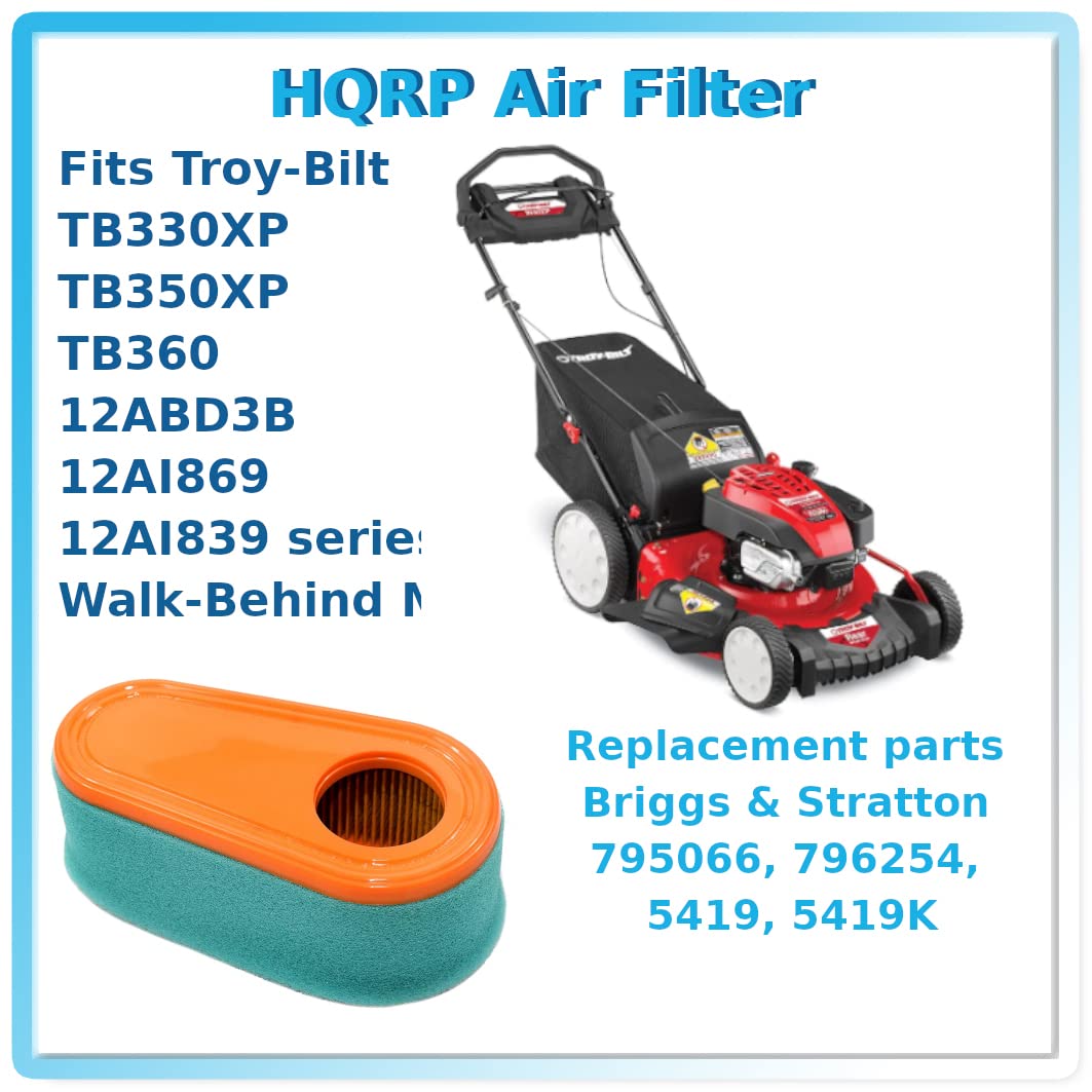 HQRP 2-Pack Filter Cartridge & Pre-Cleaner compatible with Troy-Bilt TB330XP TB350XP TB360 12ABD3B 12AI869 12AI839 Series Walk-Behind Mower