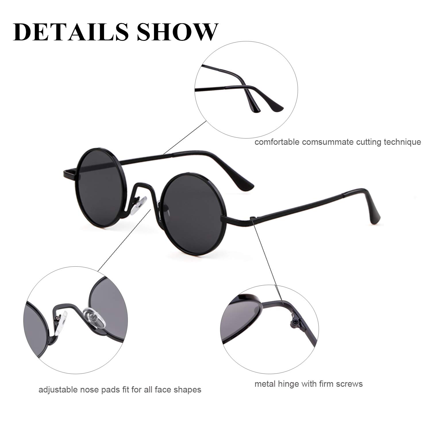 SORVINO Retro Small Round Sunglasses for Men Women Vintage Style Metal Frame