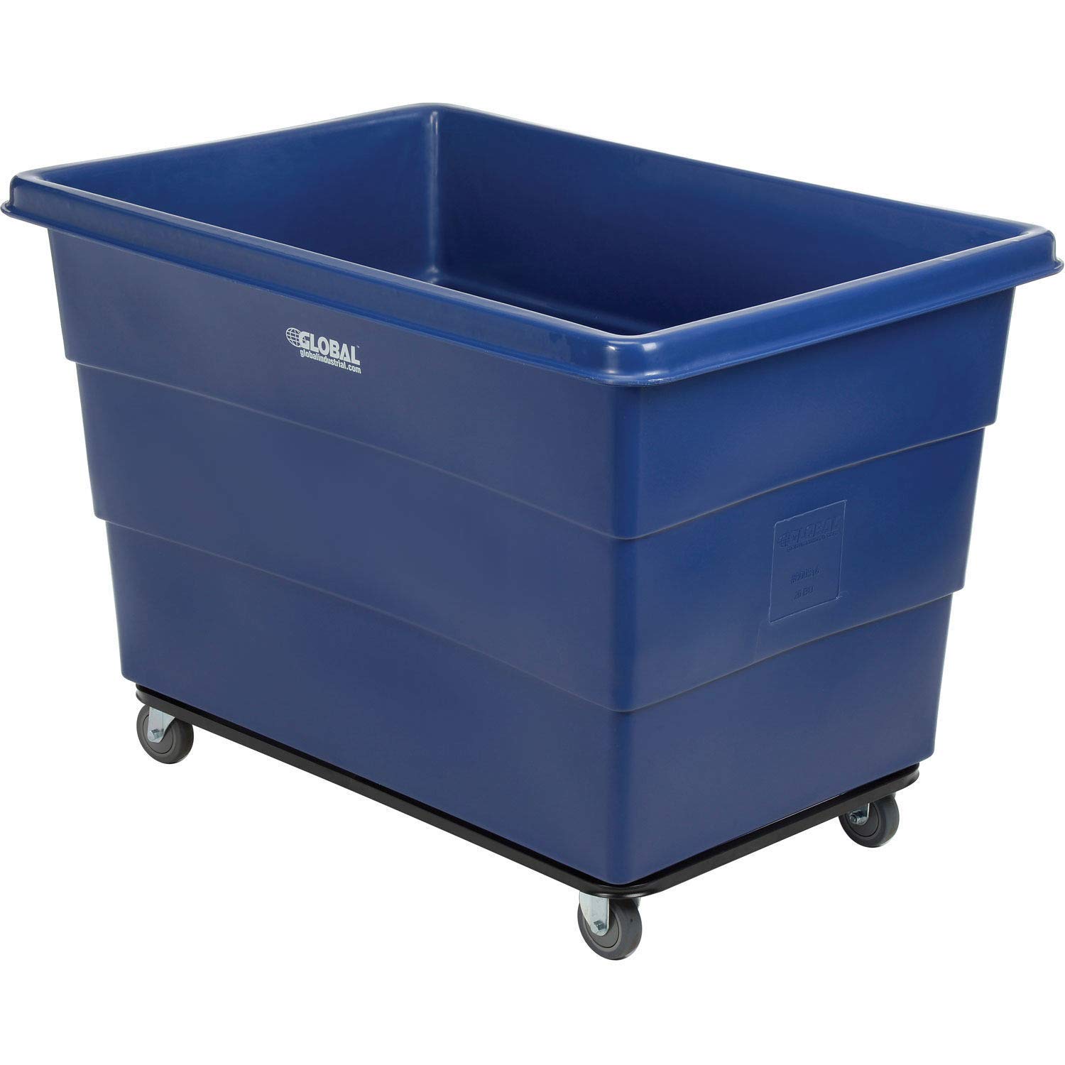 Global Industrial 20 Bushel HDPE Plastic Box Truck with Steel Base, Blue, 50-2/5"L x 34-3/5"W x 35-3/5"H