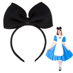 hoshin bow headbands headdress for women and girls, perfect hair accessories for alice in wonderland cosplay (black)