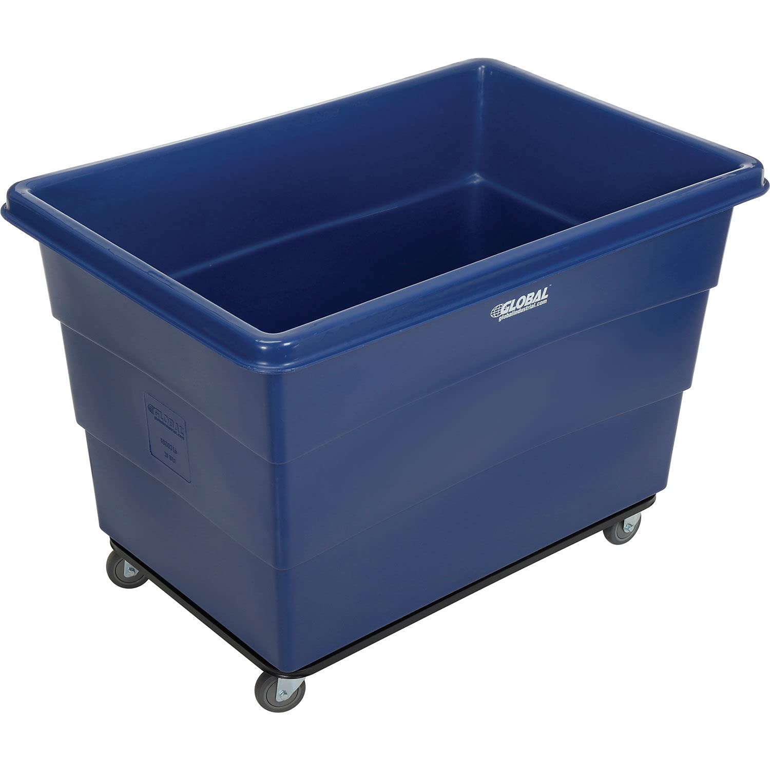 Global Industrial 20 Bushel HDPE Plastic Box Truck with Steel Base, Blue, 50-2/5"L x 34-3/5"W x 35-3/5"H