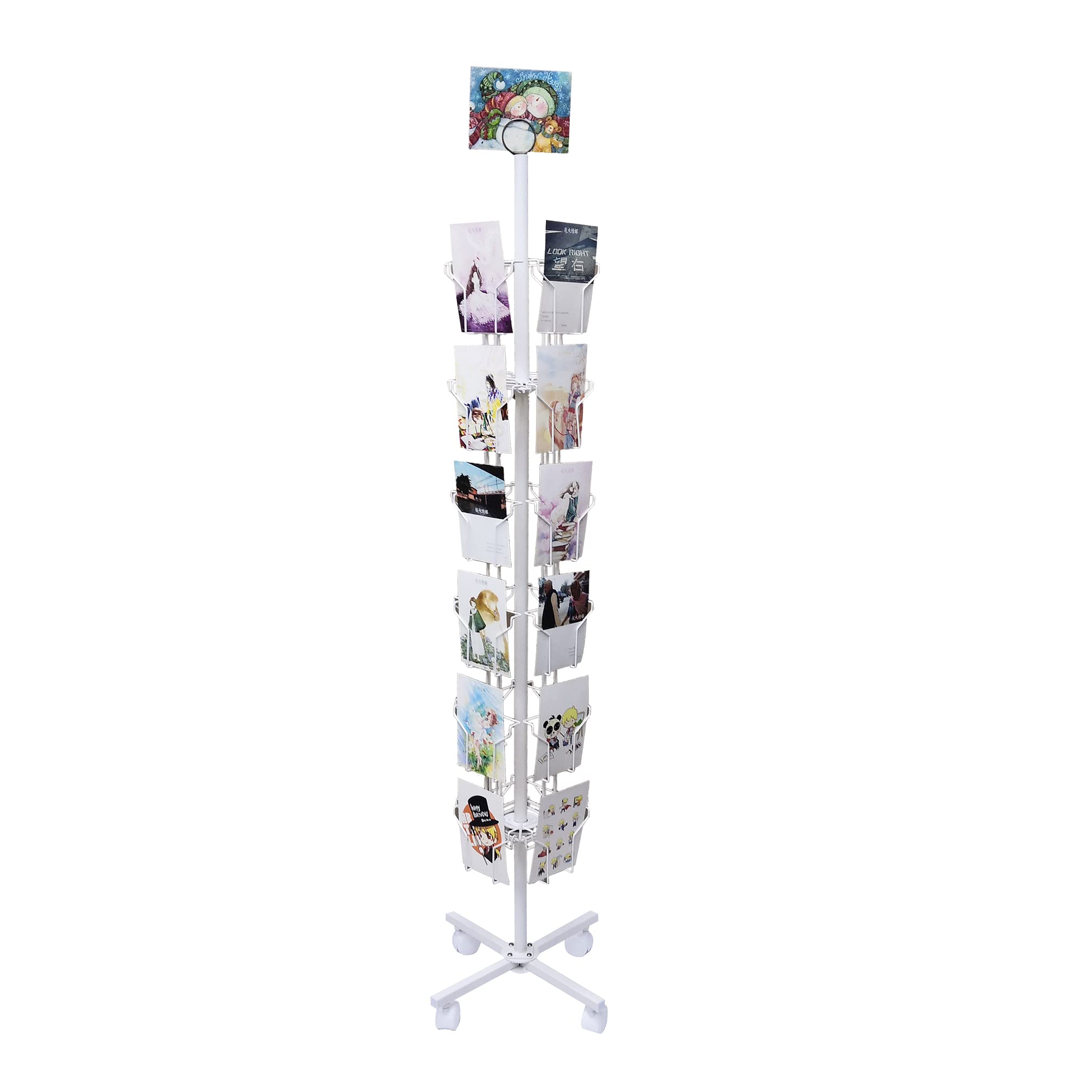 FixtureDisplays? 24-Pocket 5.5" Wide Pocket (Fits 5x7") Vertical Spinning Greeting Holiday Card Rack Greeting Card Display Floor Stand Pocket Size: 5.8"Wide X 8"High, 24 Pockets. 11703-WHITE-FBA