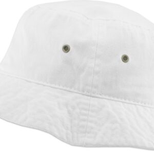 KBM-500 WHT L/XL Unisex Washed Cotton Bucket Hat Summer Outdoor Cap