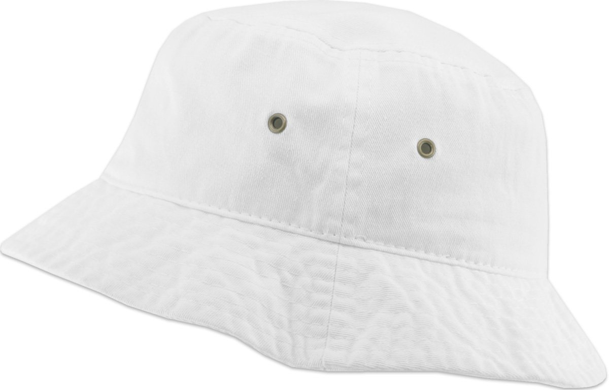 KBM-500 WHT L/XL Unisex Washed Cotton Bucket Hat Summer Outdoor Cap