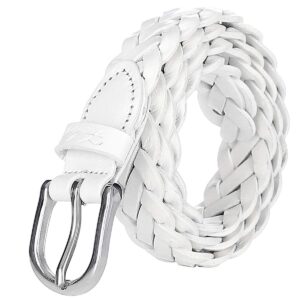 falari women's leather braided belt 6007 - white-m