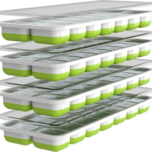 Oliver's Kitchen ® Ice Cube Trays - 4 x Set of Ice Moulds - Flexible Base for Easy Release Ice Cubes - Save Freezer Space with Non-Spill Stackable Lids - Dishwasher Safe - BPA Free Silicone Ice Molds