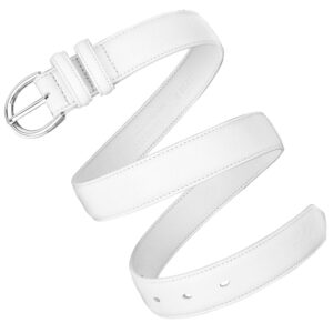 Falari Women Genuine Leather Belt Fashion Dress Belt With Single Prong Buckle 6028-White-M