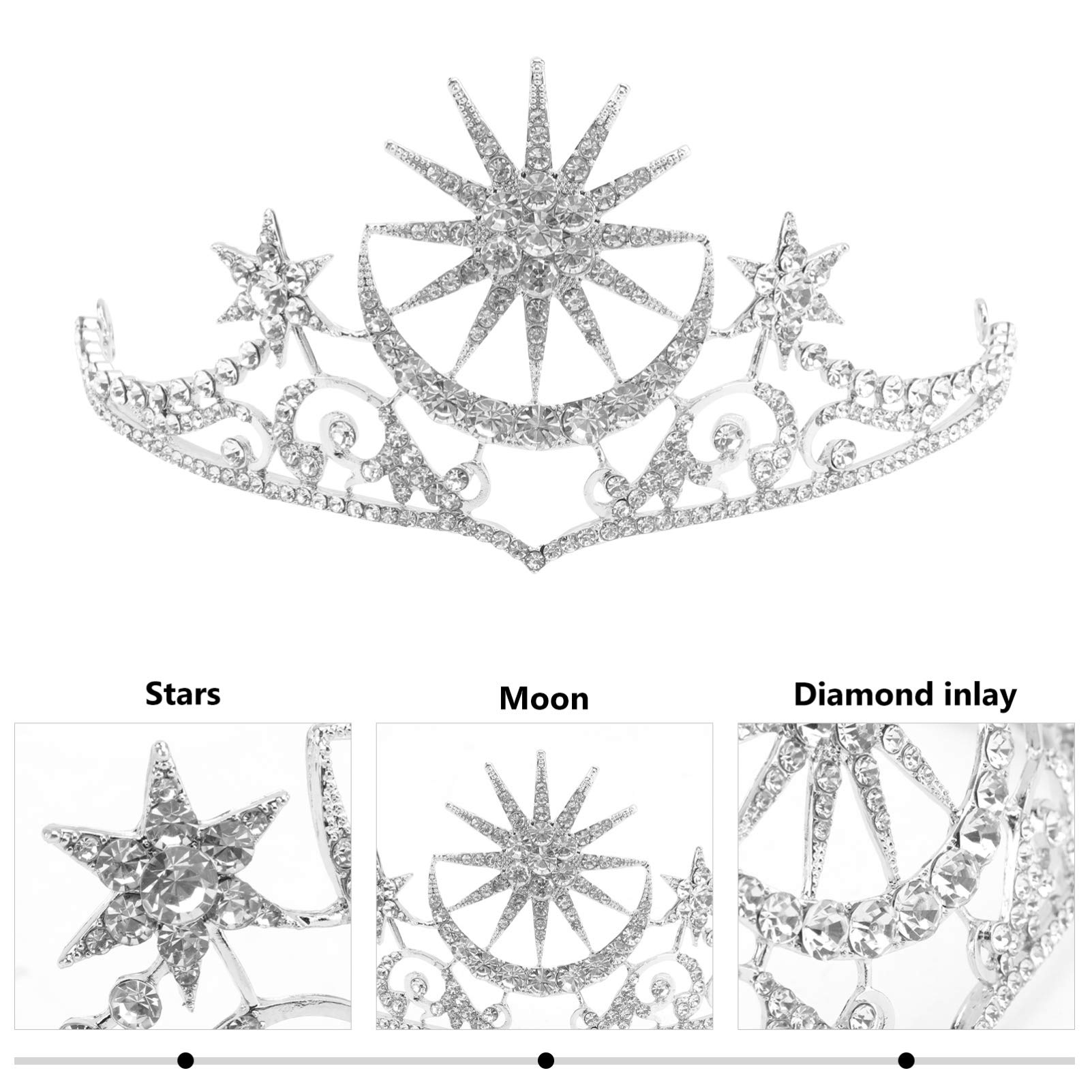 Star Crown Moon Crown Star Moon Rhinestone Tiara Crowns Rhinestone Crown Crystal Tiara Crown Wedding Hair Accessories Bridal Hair Accessories