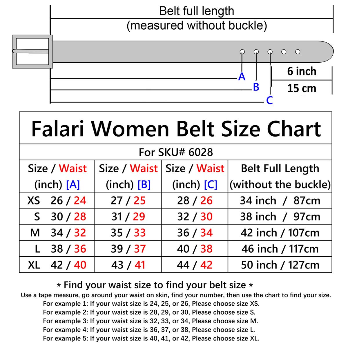 Falari Women Genuine Leather Belt Fashion Dress Belt With Single Prong Buckle 6028-White-M