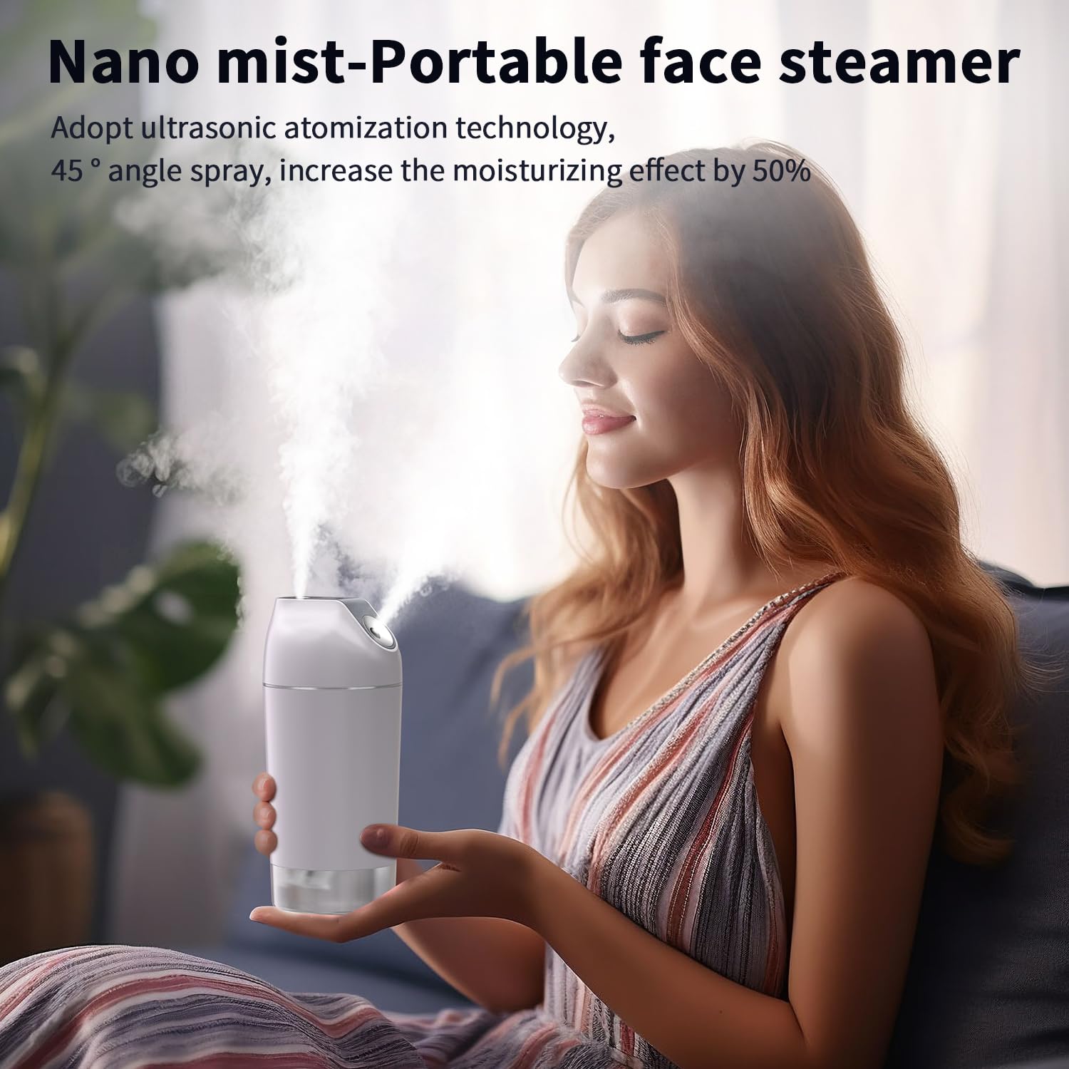 HandFan Small Humidifier, 500ml Portable Mini Humidifier Rechargeable, Battery Operated Personal Humidifier, for Bedroom, Office, Travel, Car, Plants(Grey)