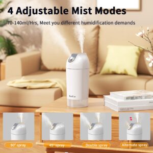 HandFan Small Humidifier, 500ml Portable Mini Humidifier Rechargeable, Battery Operated Personal Humidifier, for Bedroom, Office, Travel, Car, Plants(Grey)