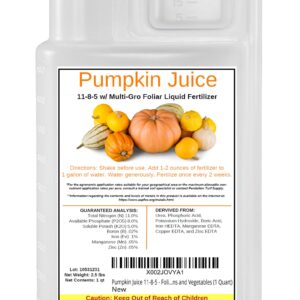 Pumpkin Juice 11-8-5 - Foliar Liquid Fertilizer with Essential Micro-nutrients for Pumpkins and Vegetables (1 Quart)