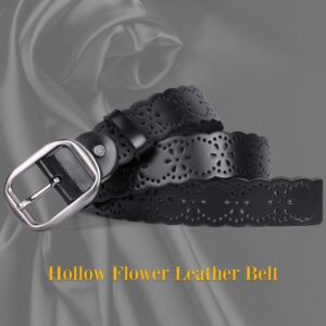 JASGOOD Women’s Hollow Flower Leather Belt for Jeans Pants Wide Belt for Ladies