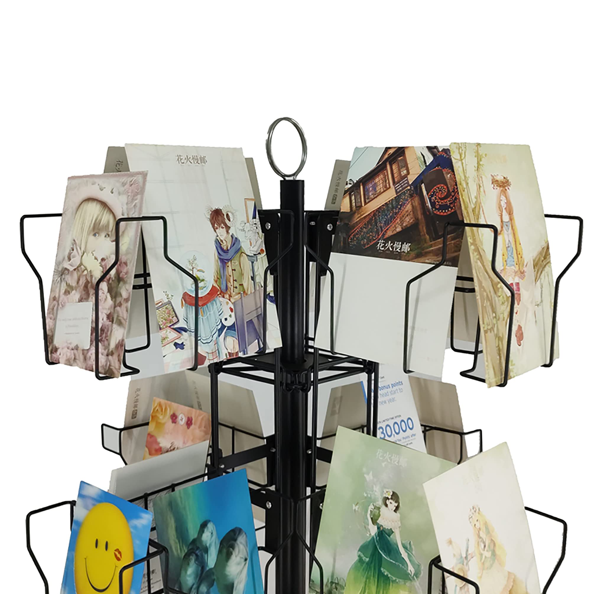 FixtureDisplays® 5x7" Vertical Greeting Card Display Spinning Greeting Holiday Card Rack Floor Stand, Pocket Size: 5.3"Wide X 10"High,72 Pockets 20X20X70" 19345-NPF