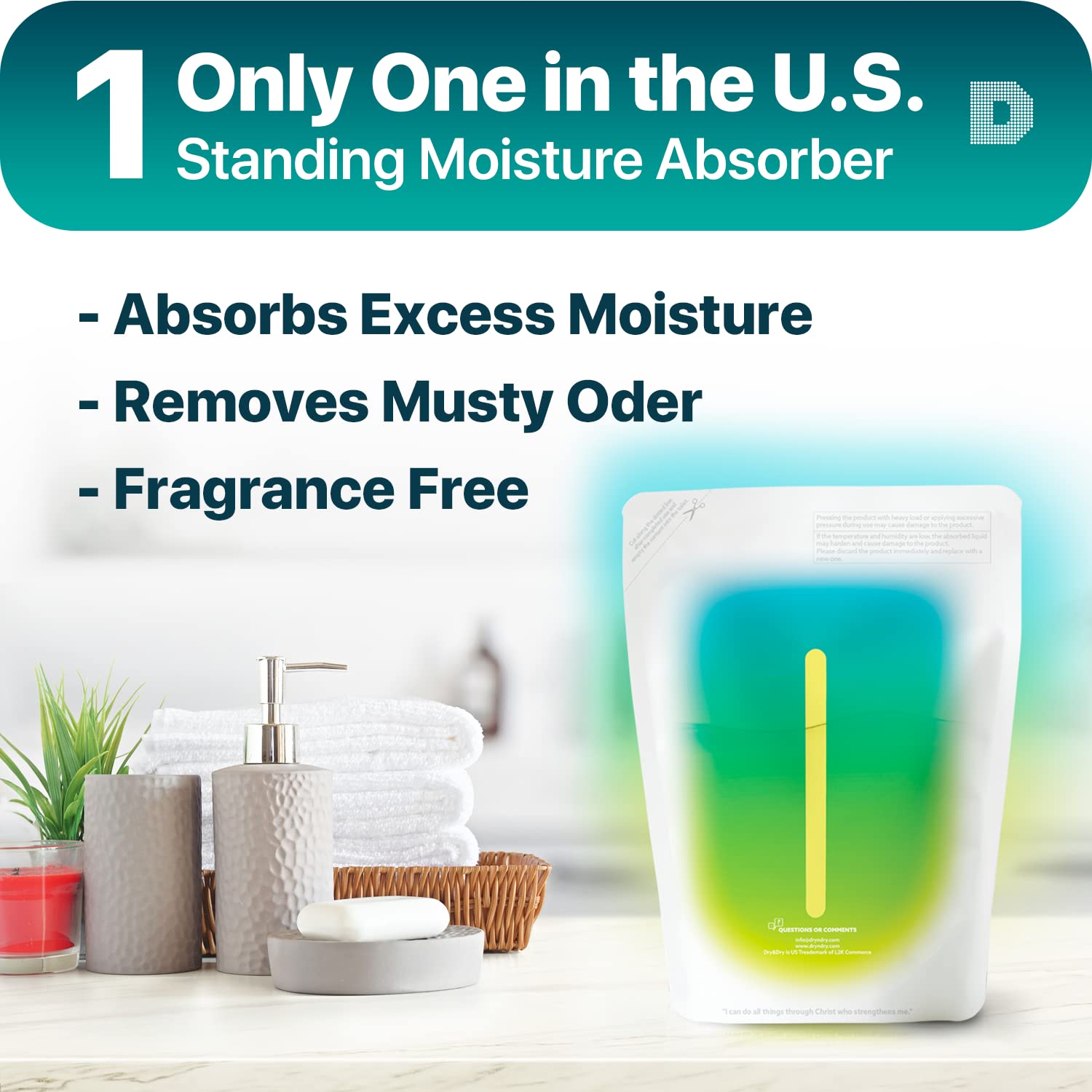 Dry & Dry [9 Packs Standing Moisture Absorbers to Control Excess Moisture for Basement, Closets, Bathrooms, Laundry Rooms - Moisture Absorbers Moisture Absorber