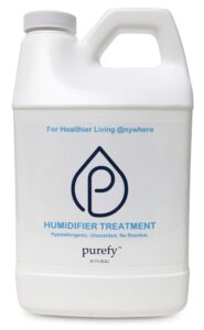 purefy humidifier treatment - ultrasonic & evaporative (68 oz) hypoallergenic. unscented. no residue. baby safe. auto humidifier cleaning as additive. also works as humidifier cleaner. healthier air!