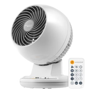 iris usa woozoo oscillating fan, vortex fan, remote equipped 7-in-1 fan w/ timer/ multi oscillation/ air circulator/ 3 speed settings, 46ft max air distance, medium, white