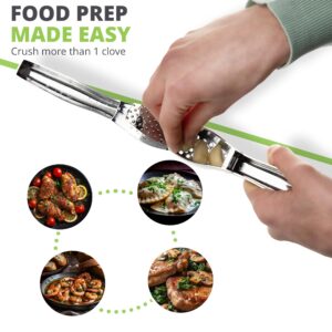 Oliver's Kitchen ® Premium Garlic Press - Super Easy to Use & Clean Garlic Crusher & Mincer - Crush Garlic & Ginger Effortlessly (No Need to Peel) - Built for Life - Strong & Durable (Silver)