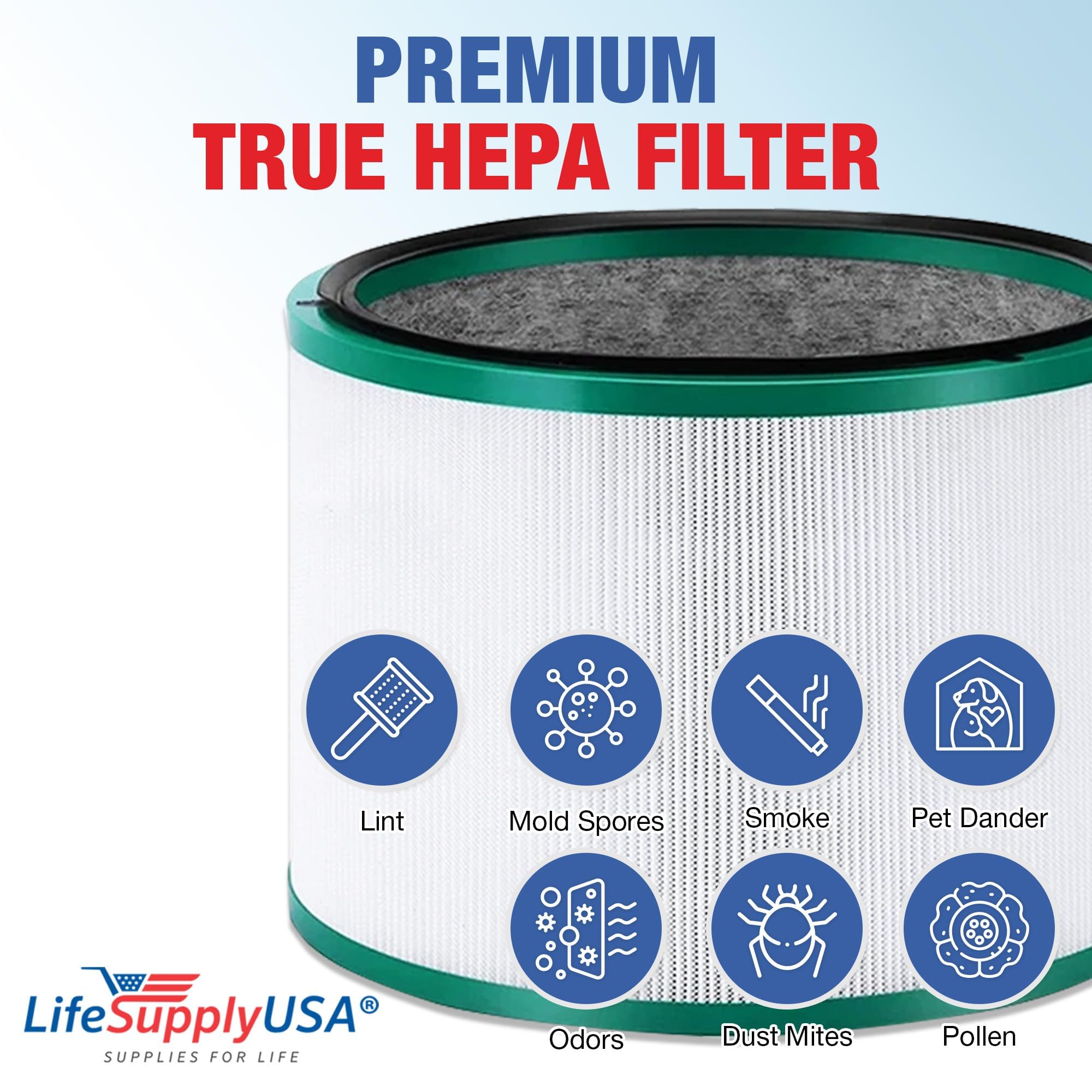 LifeSupplyUSA Replacement HEPA Filter for Dyson 2nd Generation Desk Air Purifiers Pure Cool Link Desk, Pure Hot+Cool Link Hot Cool Purifiers