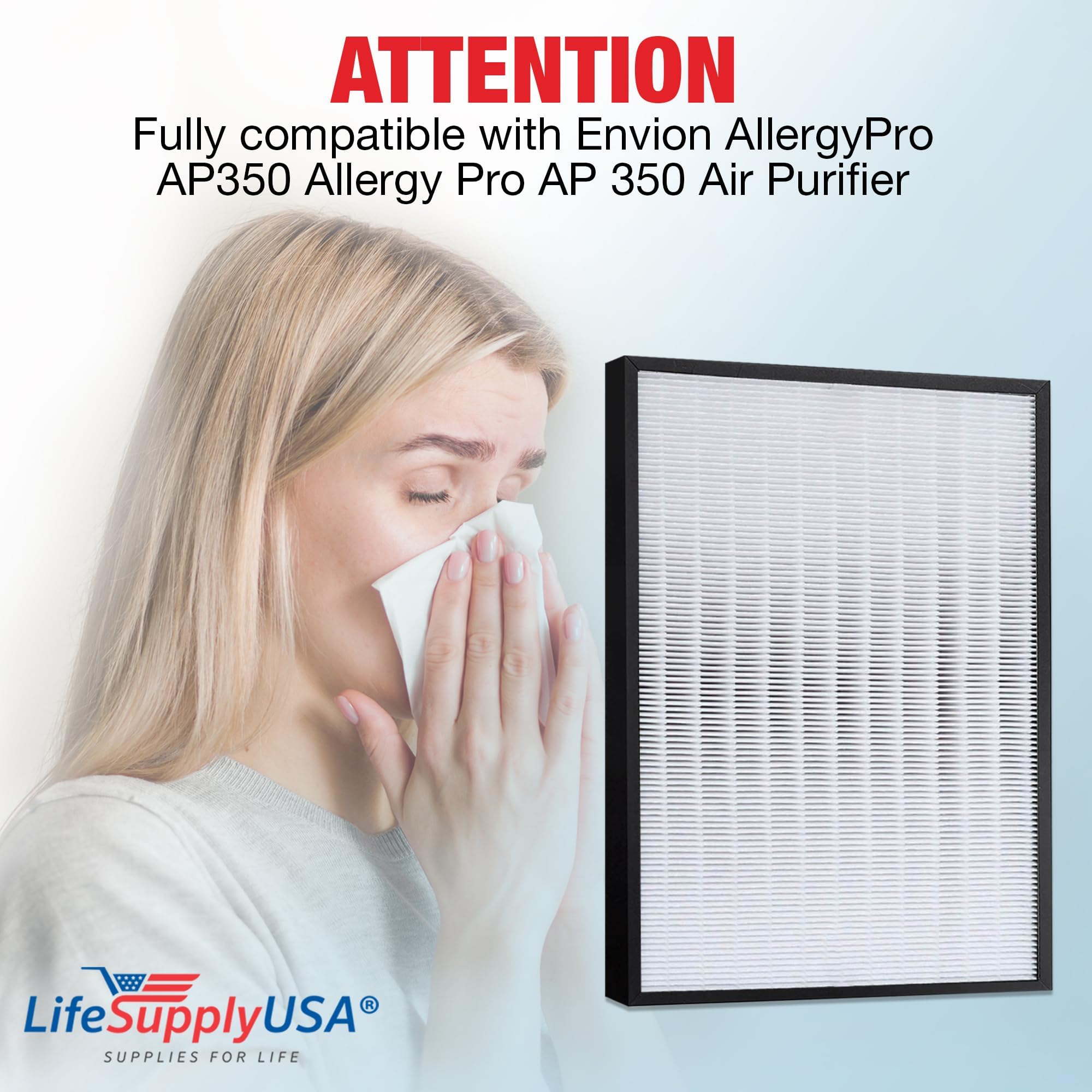 LifeSupplyUSA HEPA Filter Replacement for Envion AllergyPro AP350 Air Purifier Allergy Pro AP 350 will not work with Whirlpool AP350.