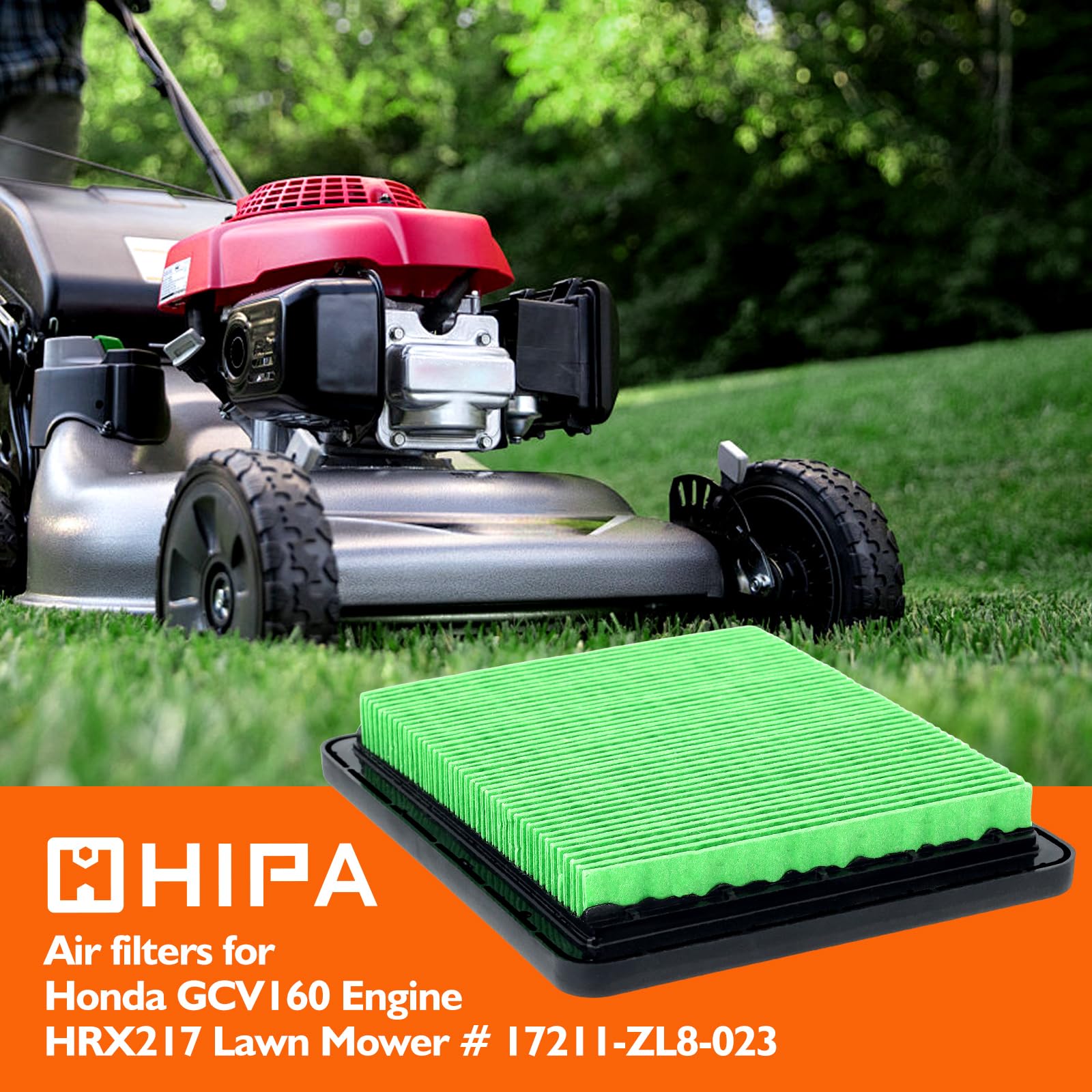 HIPA HRX217 Air Filter for Honda GCV160 HRX 217 HRR216 HRC216 HRT216 HRB216 HRS216 HRB217 HRZ216 Walk-Behind Lawn Mower Engine 2Pack