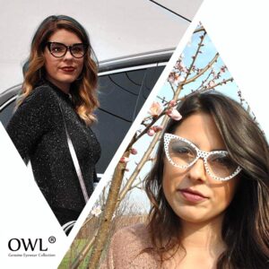 OWL Cateye Sunglasses for Women Vintage Trendy 1950's All Black Frame Smoke Lens