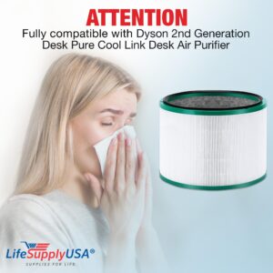 LifeSupplyUSA Replacement HEPA Filter for Dyson 2nd Generation Desk Air Purifiers Pure Cool Link Desk, Pure Hot+Cool Link Hot Cool Purifiers