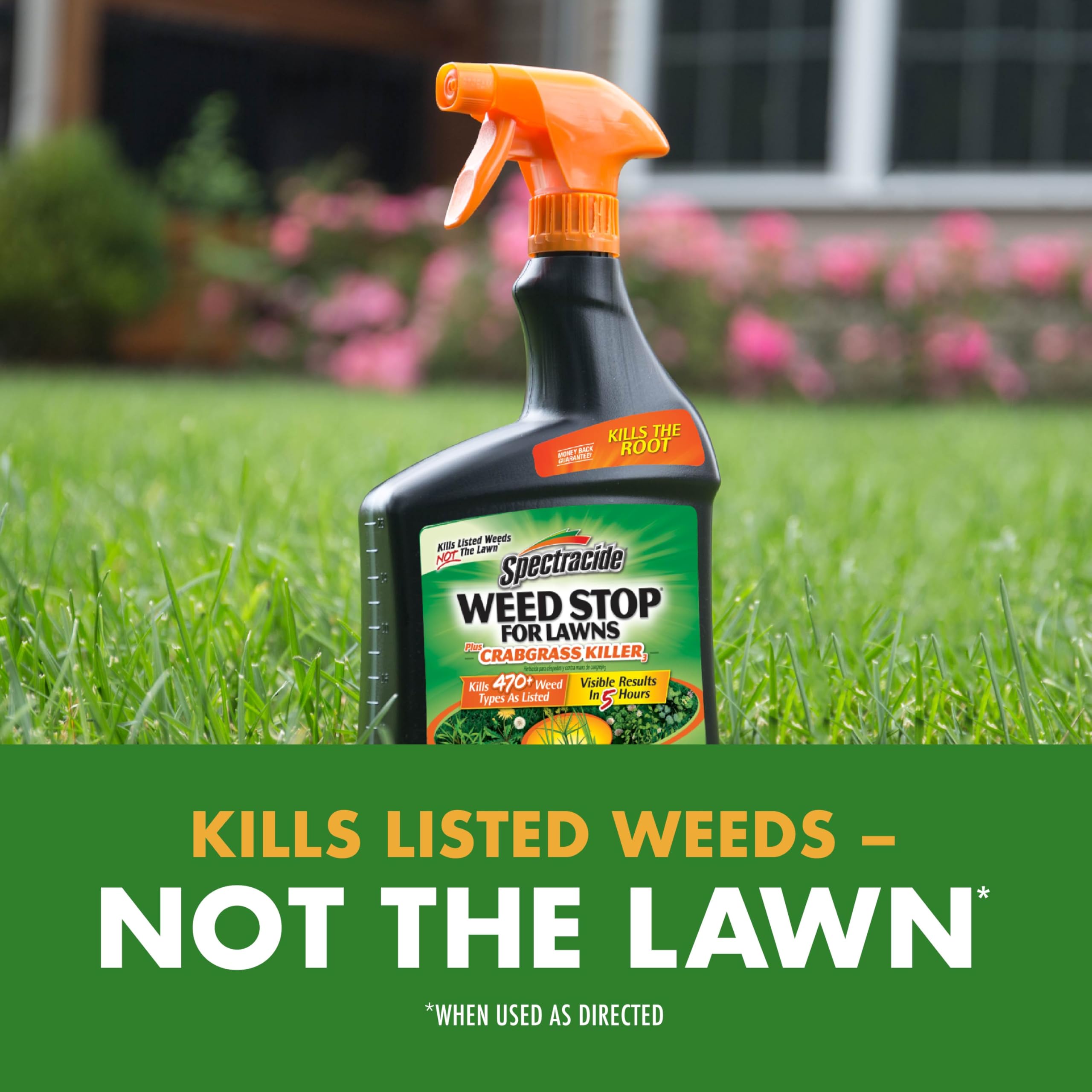 Spectracide Weed Stop For Lawns Plus Crabgrass Killer, Ready to Use, Kills Weeds, Not The Lawn, 32 fl Ounce