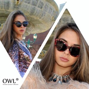 OWL Cateye Sunglasses for Women Vintage Trendy 1950's All Black Frame Smoke Lens