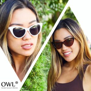 OWL Cateye Sunglasses for Women Vintage Trendy 1950's All Black Frame Smoke Lens