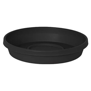 bloem terra pot round drain saucer: 20" - black - tray for planters 15-20", matte finish, durable resin, ribbed bottom, for indoor and outdoor use, gardening, planter not included