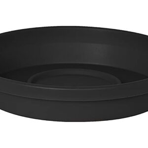 Bloem Terra Pot Round Drain Saucer: 20" - Black - Tray for Planters 15-20", Matte Finish, Durable Resin, Ribbed Bottom, for Indoor and Outdoor Use, Gardening, Planter Not Included