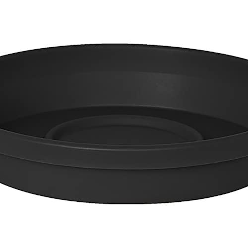 Bloem Terra Pot Round Drain Saucer: 20" - Black - Tray for Planters 15-20", Matte Finish, Durable Resin, Ribbed Bottom, for Indoor and Outdoor Use, Gardening, Planter Not Included