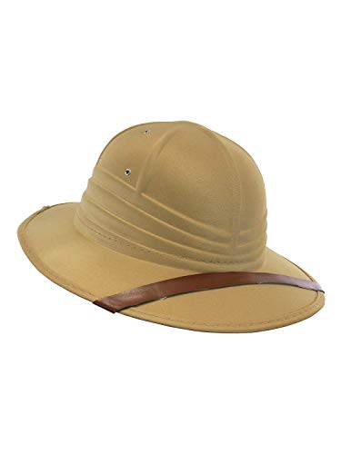 Nicky Bigs Novelties Adult Foam British Pith Helmet - Jungle Safari Zoo Keeper Sun Hats - Explorer Guide Helmets - Halloween Costume Accessory, Khaki, One Size